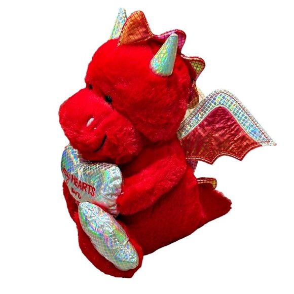 Red Winged Devil Dragon Plush Valentine Stuffed Animal MTY Heart's on Fire 11" - Picture 4 of 7